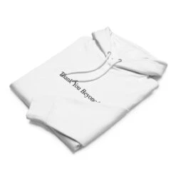 Reality Court | Thank You | Unisex Essential Organic Hoodie -Noiré Store unisex essential organic hoodie white front 680a459c6d574