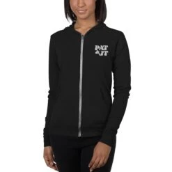 Pat & JT | Unisex Zip Hoodie -Noiré Store unisex lightweight zip hoodie solid black triblend front 6494b1013d792 826178