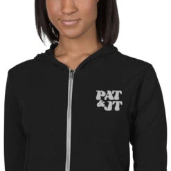 Pat & JT | Unisex Zip Hoodie -Noiré Store unisex lightweight zip hoodie solid black triblend zoomed in 6494b101bec5a 838526