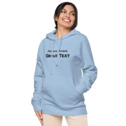 Melissa Rivers' Group Text Podcast | Pigment-Dyed Premium Hoodie -Noiré Store unisex pigment dyed hoodie pigment light blue left front 64b009cb739a4 486691