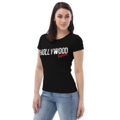 Hollywood Raw | Women's Fitted Eco Tee -Noiré Store womens fitted eco tee black left front 649d8ee49e827 101465